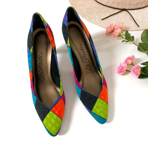 LifeStride Vintage Retro color-block Pumps 6.5 narrow - Picture 7 of 8